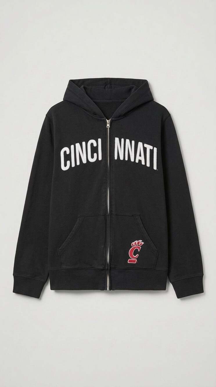 47 Brand Cincinnati Bearcats Full-Zip Hoodie Size M small stain as pictured